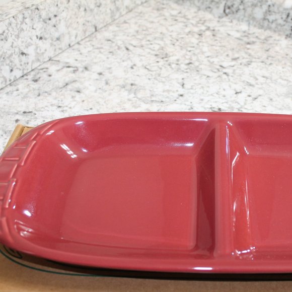 Longaberger Paprika Divided Dish Serving Tray NEW - Picture 3 of 6